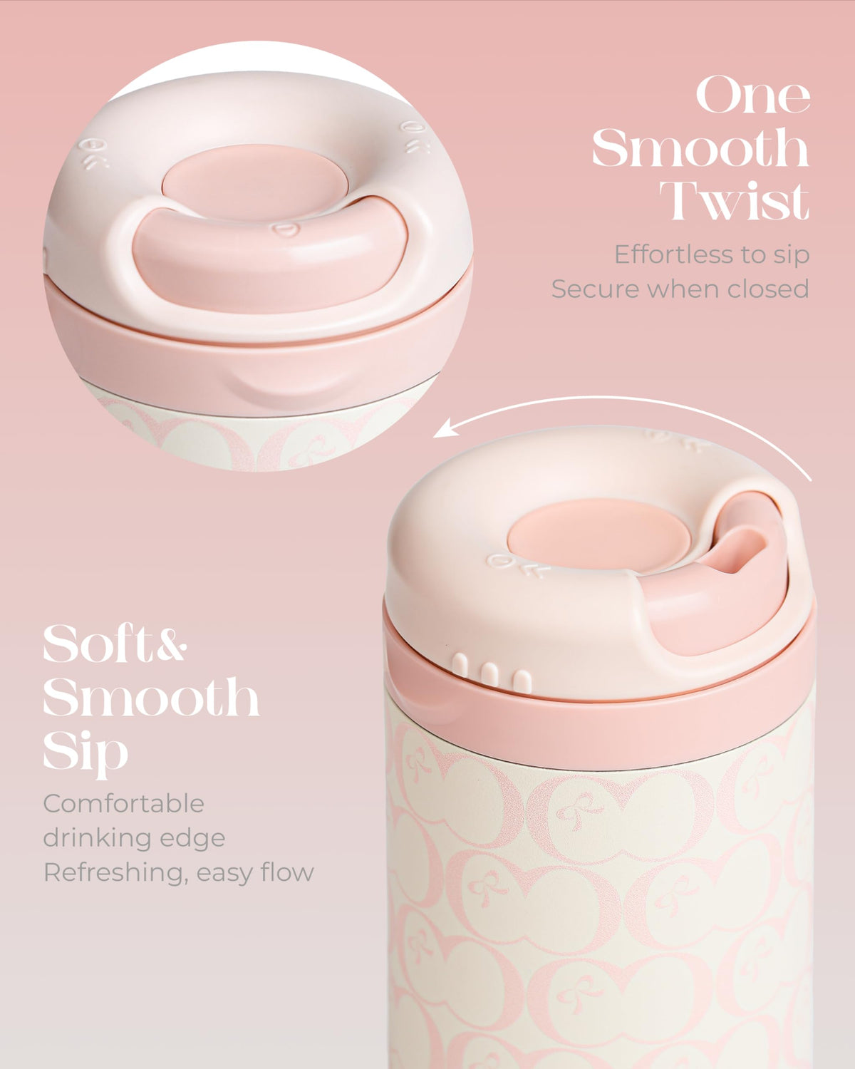 Coquella secure threaded lid provides leak-resistant travel in bags.
