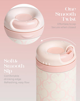 Coquella secure threaded lid provides leak-resistant travel in bags.