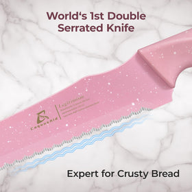 CoquusAid bread knife slicing a crusty loaf with ease
