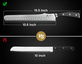 CoquusAid bread knife safety design for confident kitchen use.
