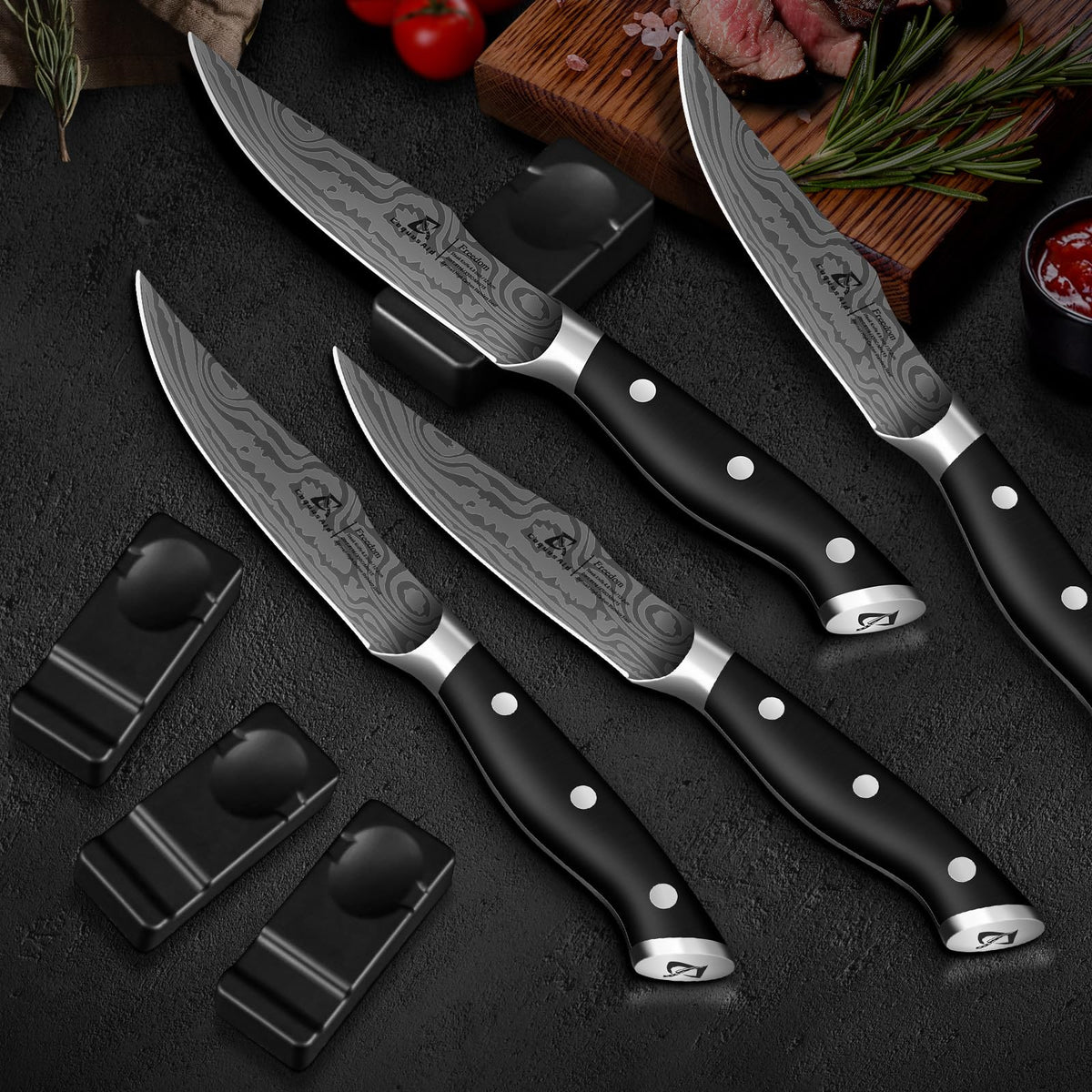 CoquusAid gift-ready set with six knives and spoon rests.