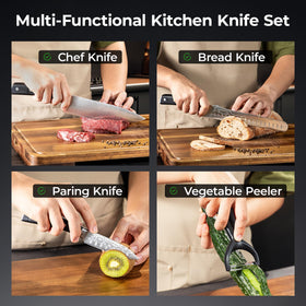 CoquusAid bread knife with serrated blade for clean slices.