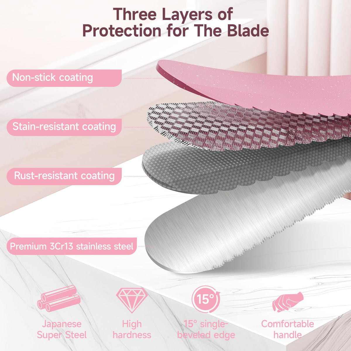 CoquusAid three-layer resin-coated blade resists rust and sticking