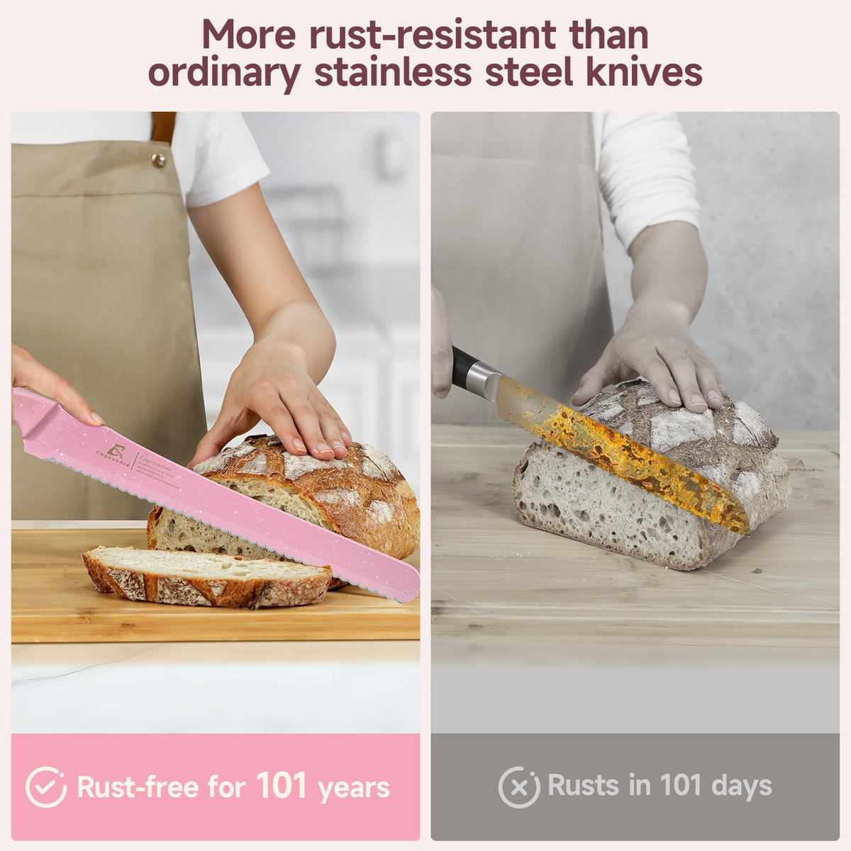 CoquusAid slicing guides attached to blade for even slices