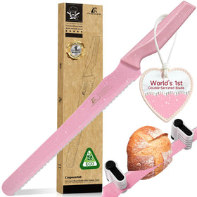 CoquusAid upgrade bread knife with double-serrated edge for crust cuts