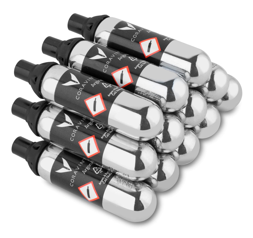 CORAVIN Pure Argon Capsules 12-pack preserves wine quality between pours.