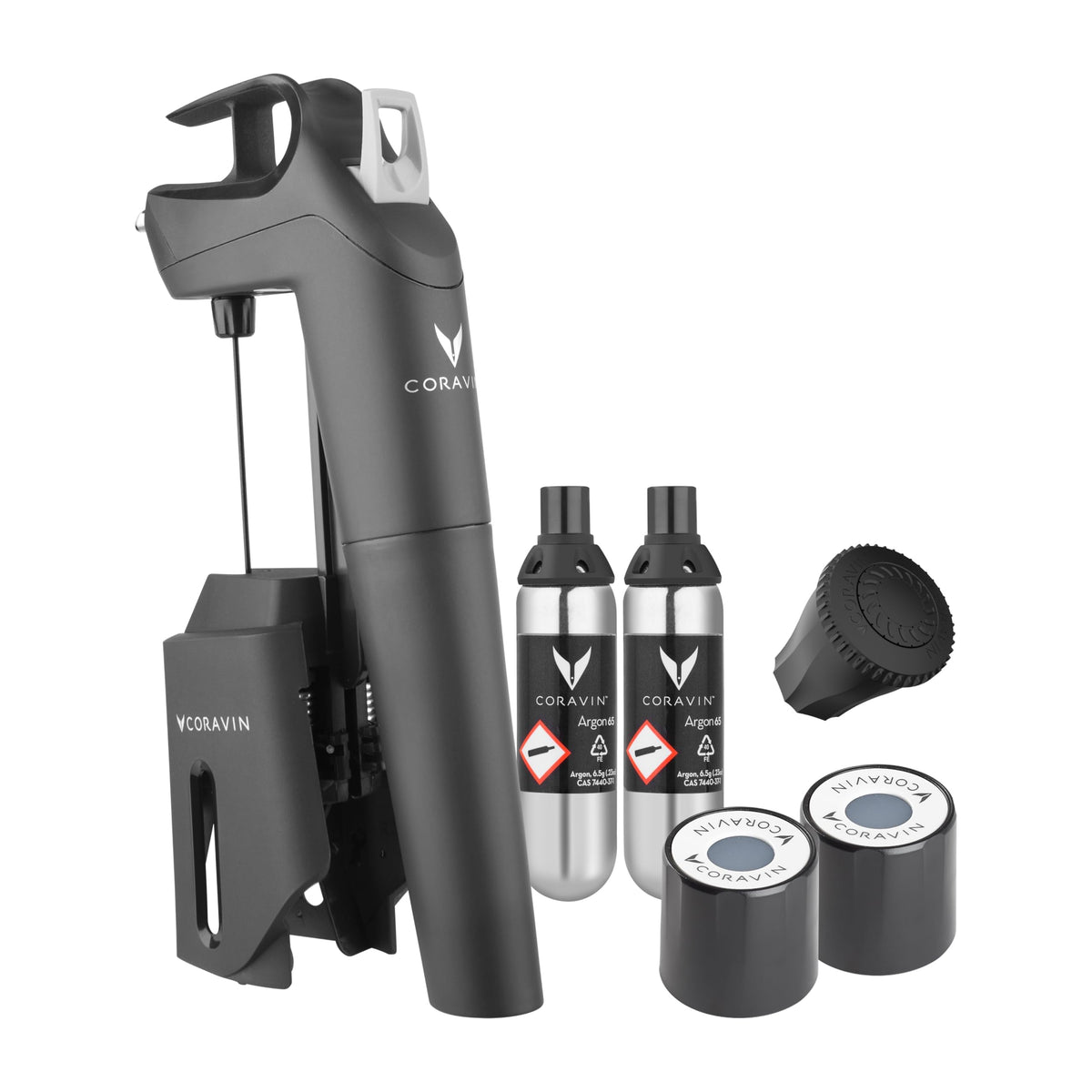 CORAVIN Timeless Three Plus in black, side view for easy wine access