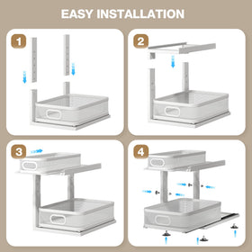 Corbyles under-sink organizer features suction cups for stability during use.