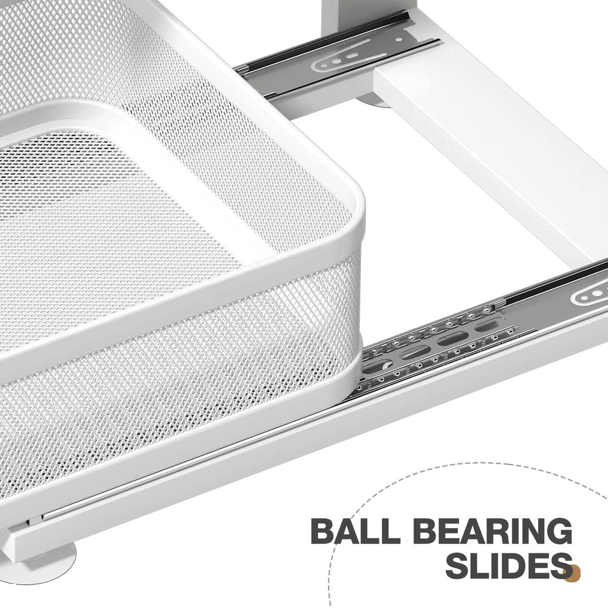 Corbyles height-adjustable shelf fits varied cabinet depths for versatile storage.