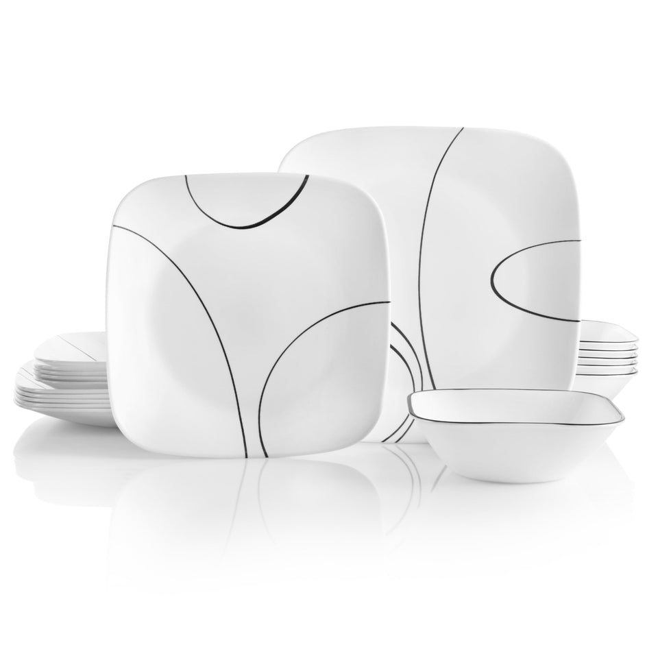 Corelle 18-piece dinnerware set with dinner plates, lightweight and durable for daily meals