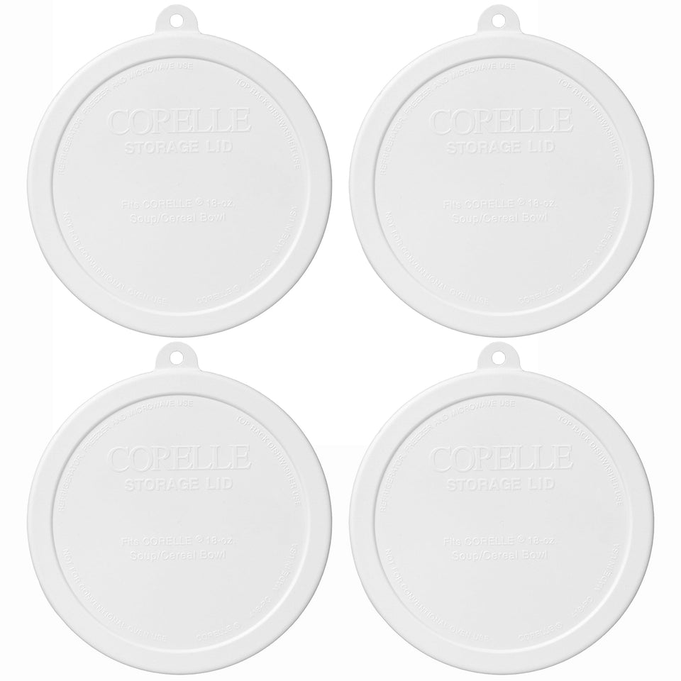 Corelle 418-PC white bowl lid for safe storage of leftovers and meal prep.