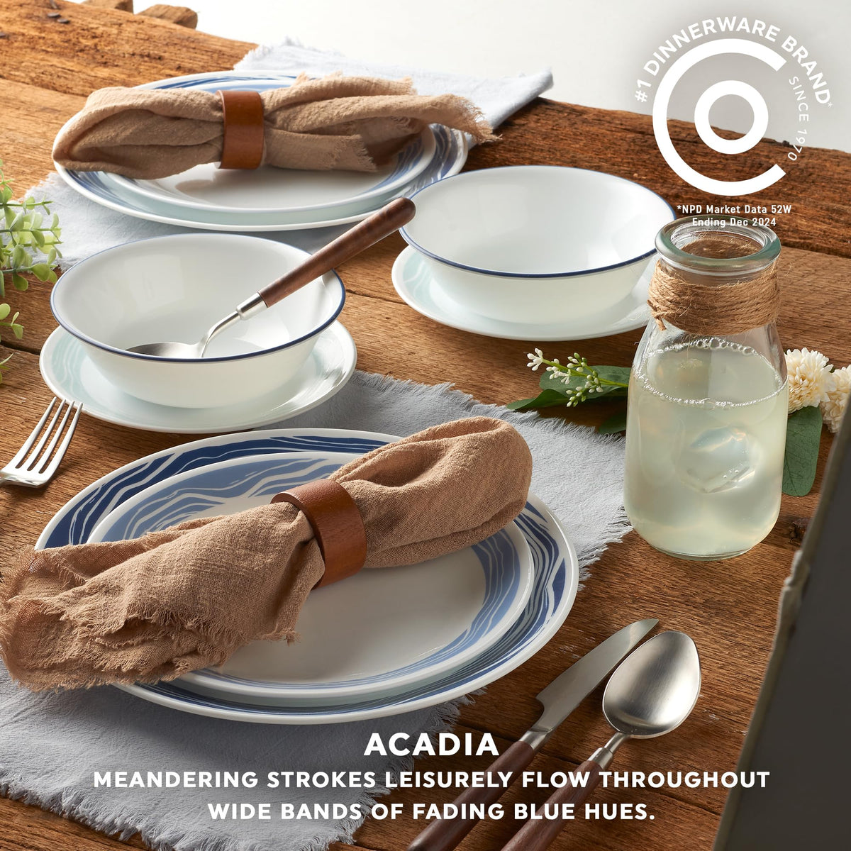 Corelle Acadia stackable design demonstrating compact storage and organization.