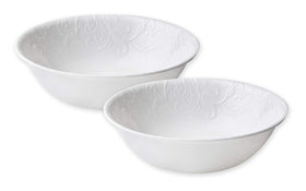 Corelle Bella Faenza embossed 1-quart serving bowl set for salads and sides.