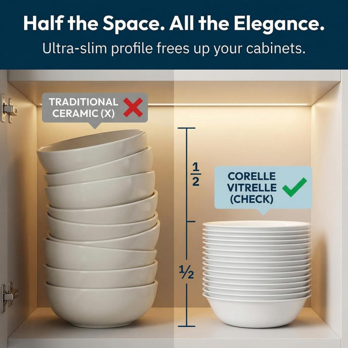 Corelle bowls with salad and pasta showcase everyday dining in action.