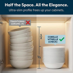 Corelle bowls with salad and pasta showcase everyday dining in action.