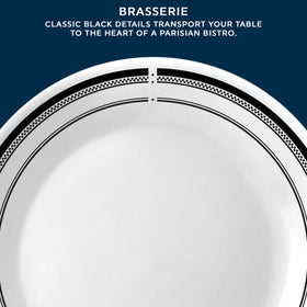 Corelle Brasserie closeup of black rim detail for iconic style.