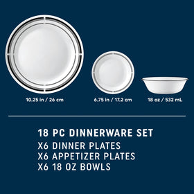 Corelle Brasserie stackable diningware showing space-saving design.