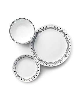 Corelle City Block appetizer plate highlighting bold pattern in compact size.