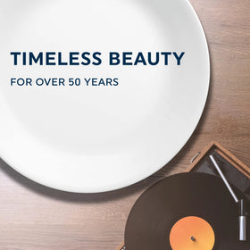 Full Corelle City Block set arranged on table for six diners.