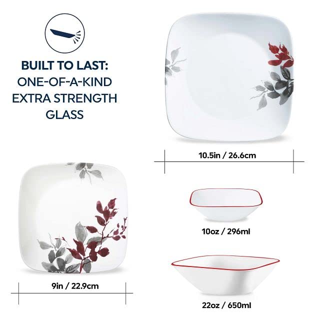 Corelle Kyoto Leaves dessert bowls arranged for casual entertaining and portions.