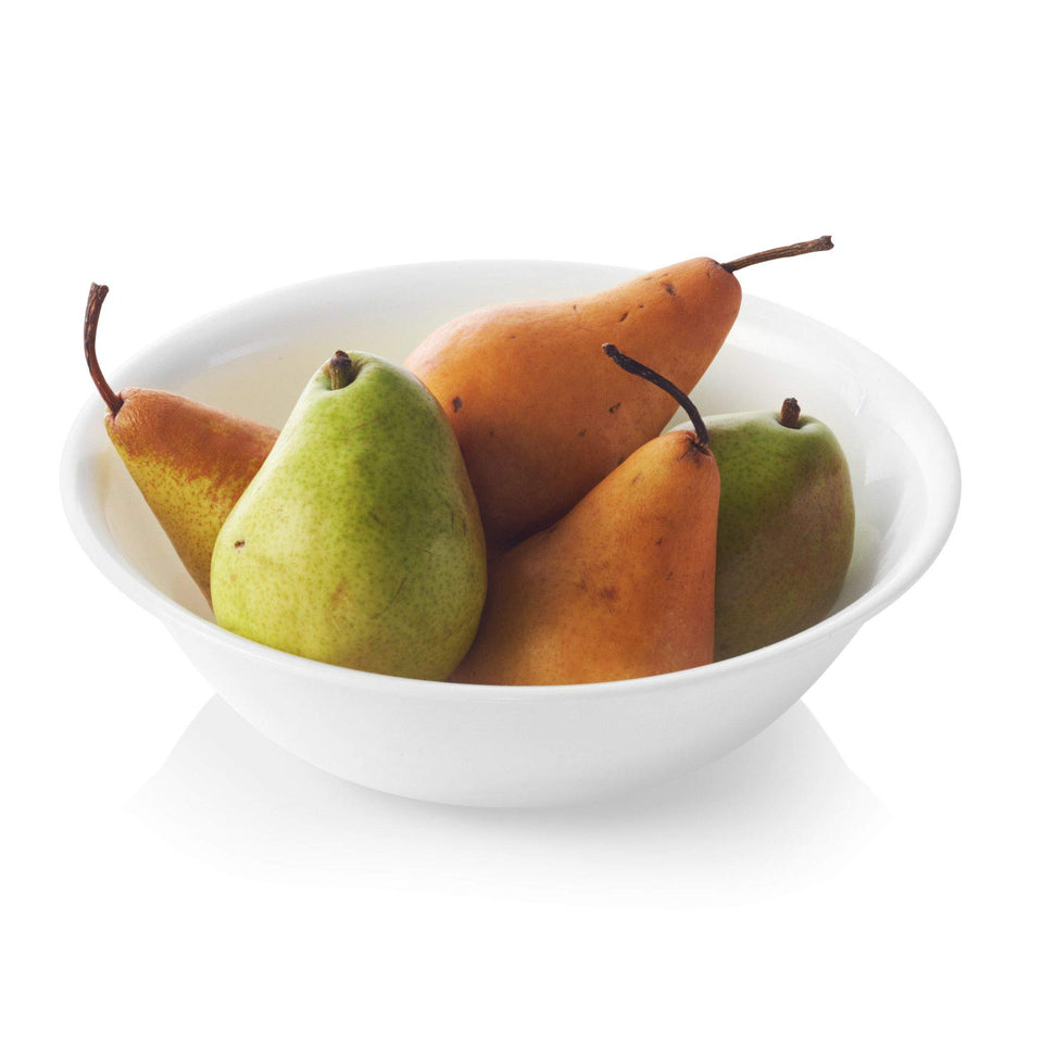 Corelle Livingware 2-Quart Serving Bowl, Winter Frost White, side view, ideal for salads.