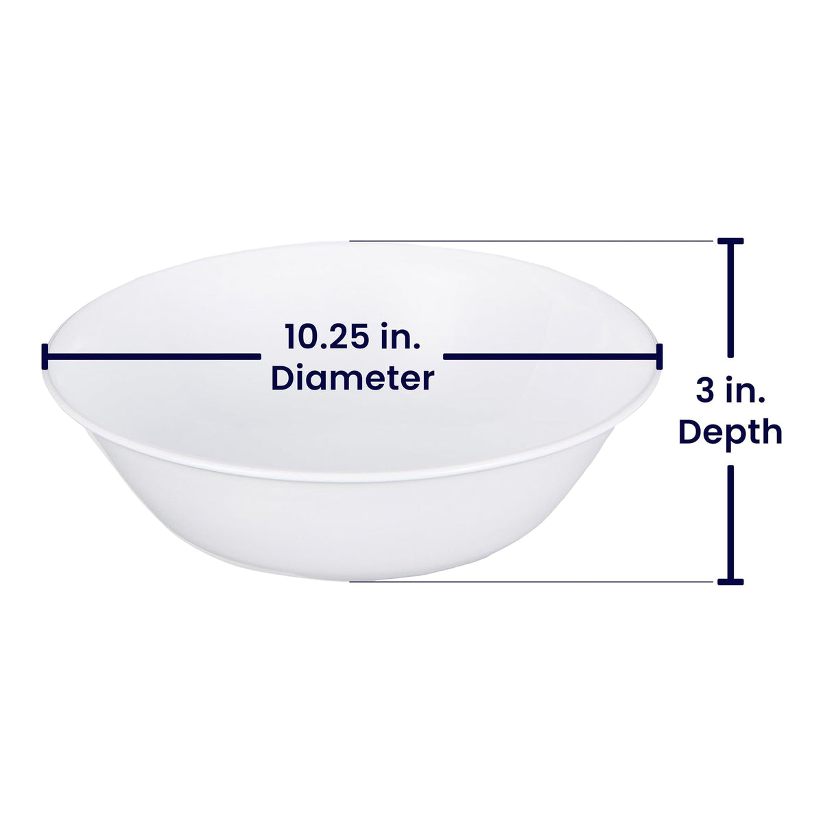 Corelle Livingware 2-Quart Serving Bowl Winter Frost White, top view, perfect for pasta.
