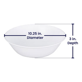 Corelle Livingware 2-Quart Serving Bowl Winter Frost White, top view, perfect for pasta.