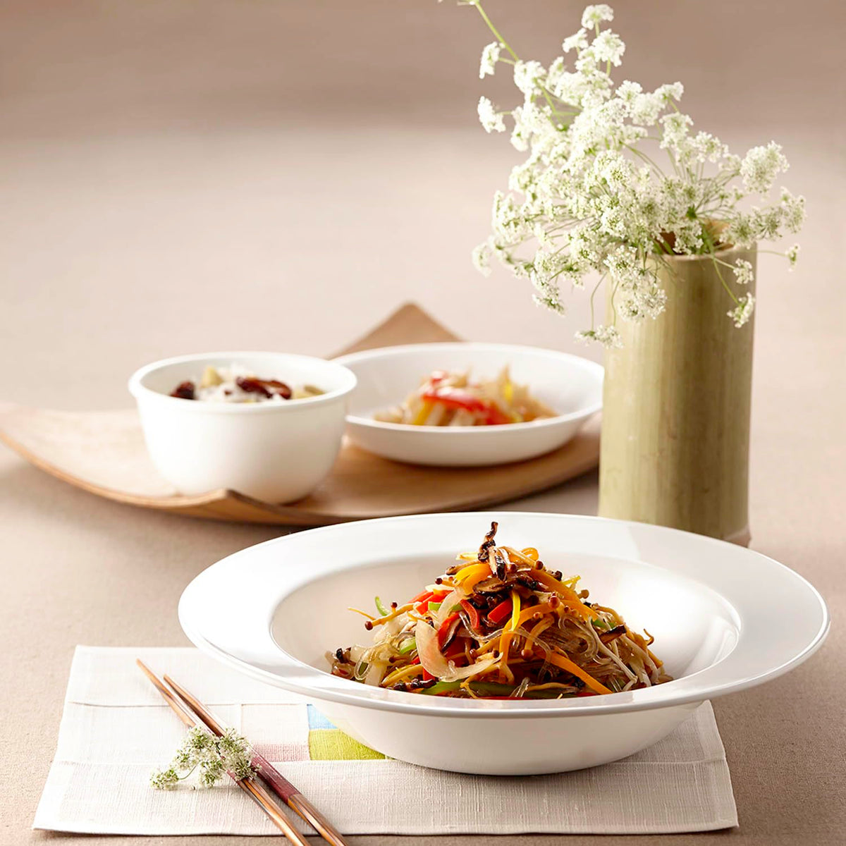 Corelle Livingware Winter Frost microwave-ready bowl ideal for quick meals.
