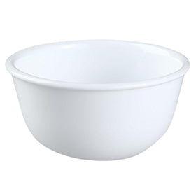 Corelle Livingware Winter Frost White 11oz dessert bowl, front view, durable and easy to clean.