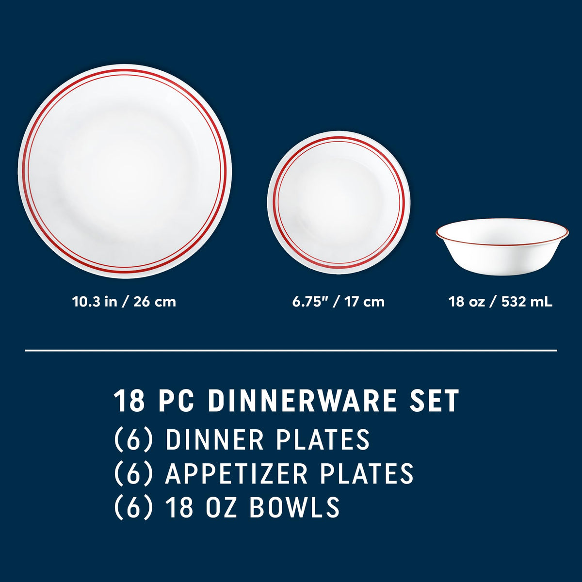 Corelle Logan stackable design saves kitchen storage space