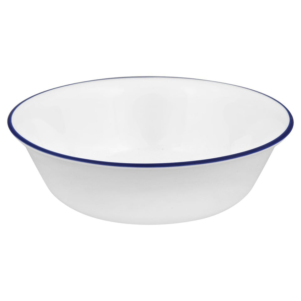 Corelle Ocean Blues 18oz bowl showing vibrant rim, ideal for soups and cereals