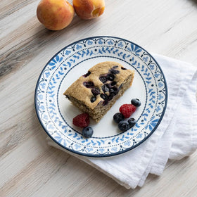 Lightweight Portofino plates stacked neatly for easy storage.