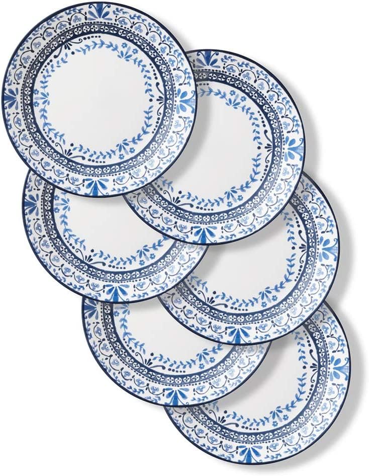 Dishwasher and microwave safe Portofino plates for quick cleanup.