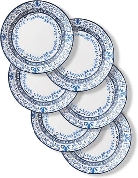 Dishwasher and microwave safe Portofino plates for quick cleanup.