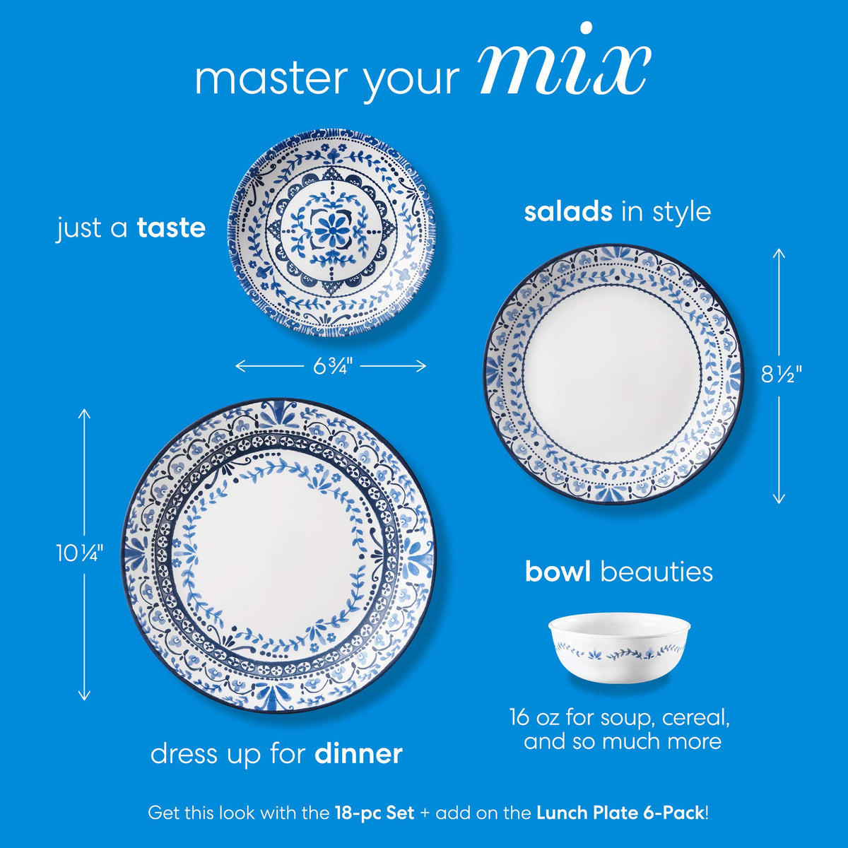 Corelle Portofino lightweight dinnerware designed for easy handling.