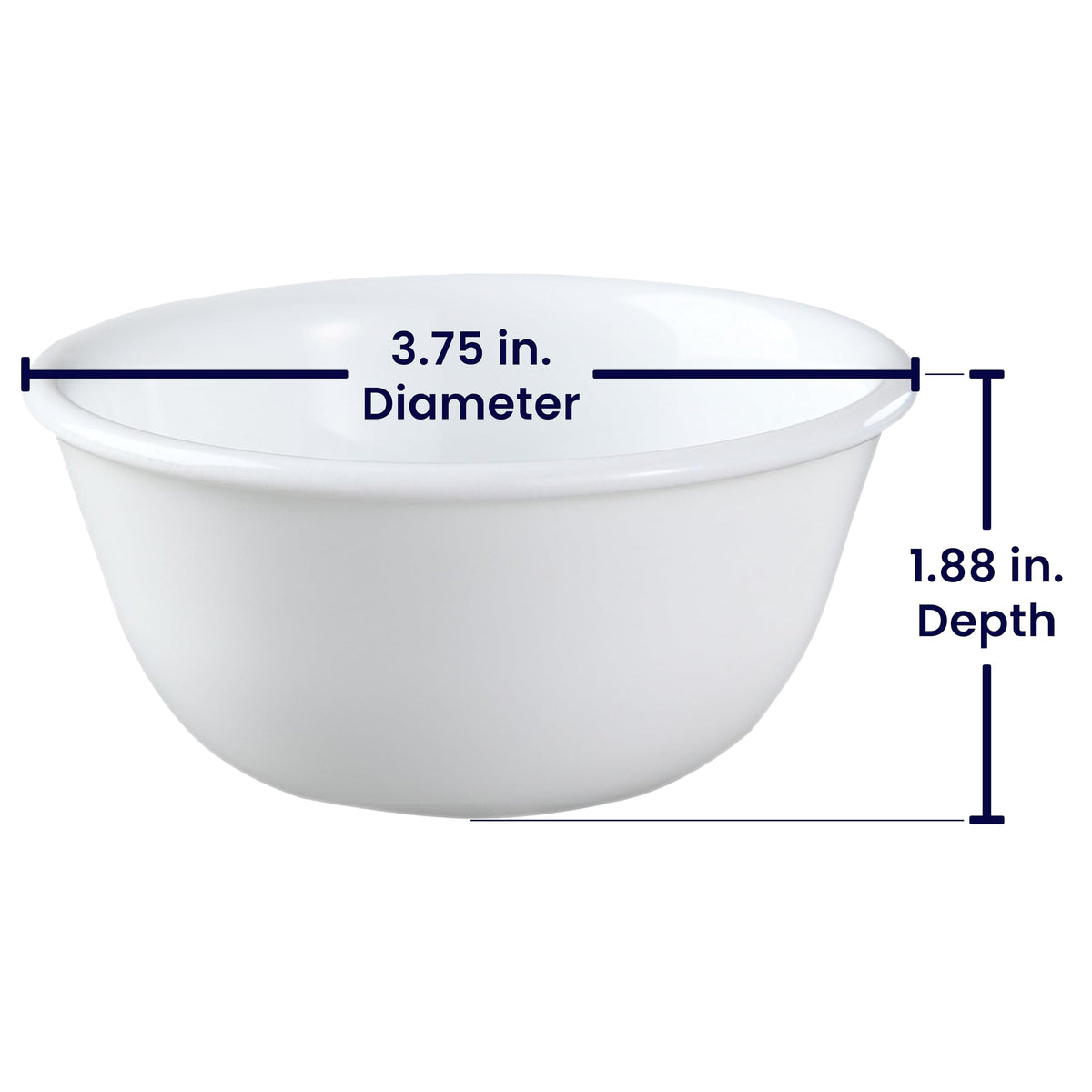 Corelle ramekin bowls in Winter Frost White, stackable for space-saving storage and everyday use.