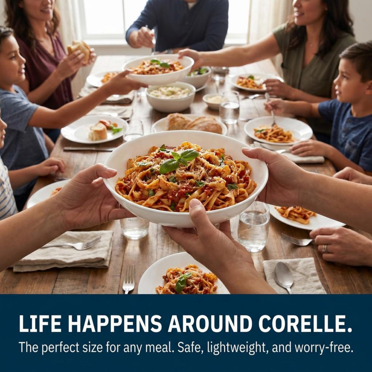 Corelle Versa Bowls placed in microwave for quick reheating.