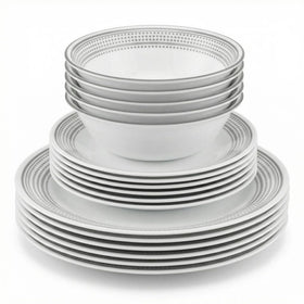 Corelle Vitrelle 10-1/4-inch dinner plates show durable, lightweight design.