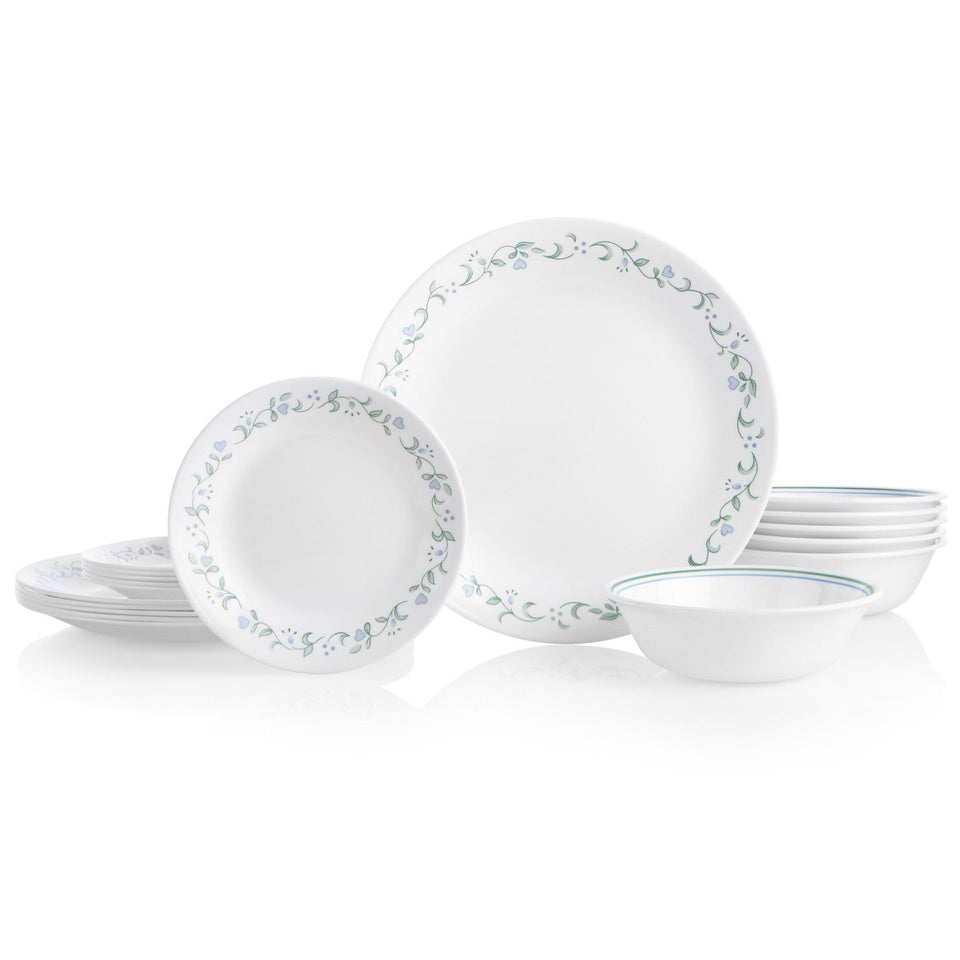 Corelle Vitrelle 18-piece set dinner plates, lightweight and chip-resistant for daily dining.