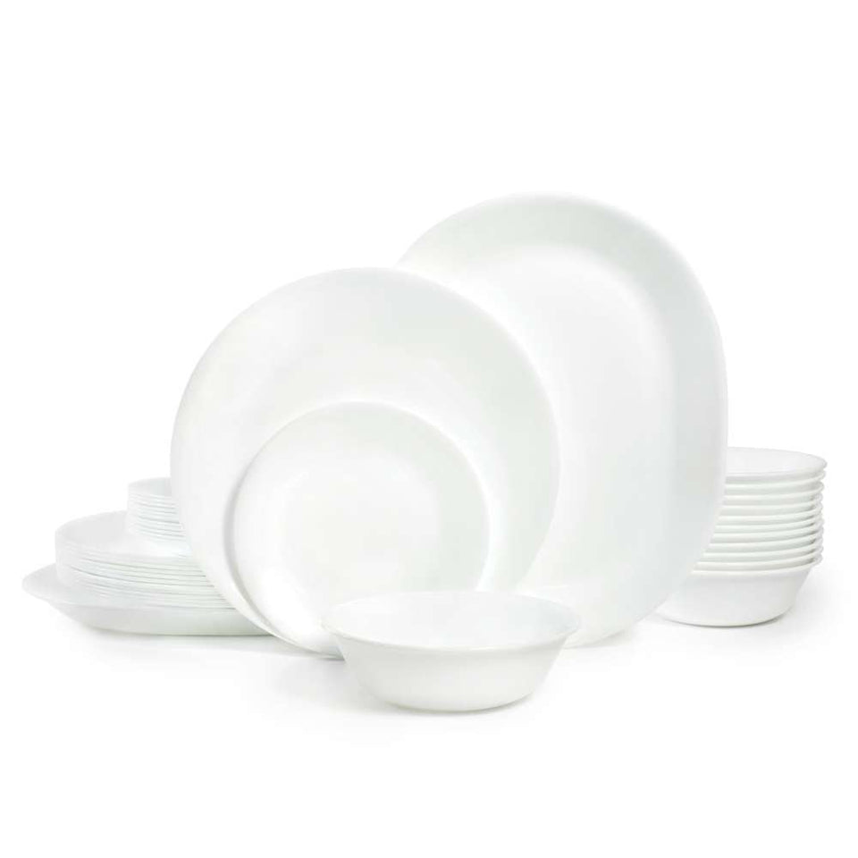 Corelle Vitrelle 38-piece dinner plates—lightweight and durable for daily meals.