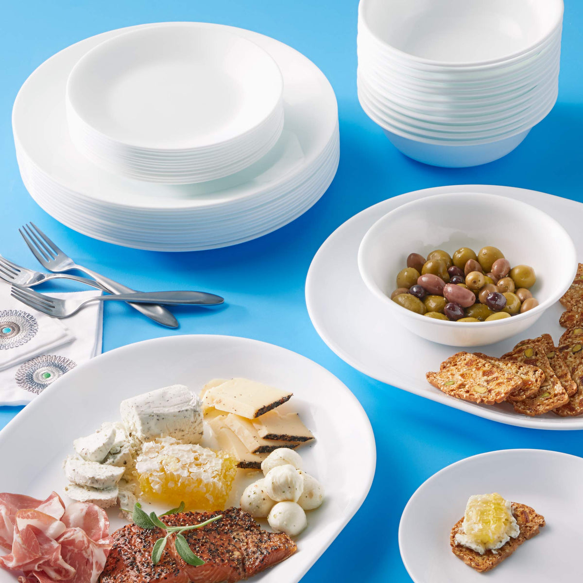 Corelle Vitrelle serving platters for presenting main dishes with easy cleanup.