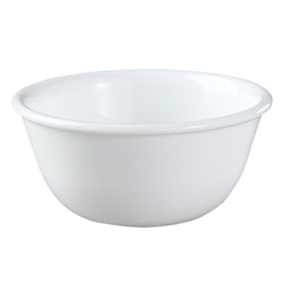 Corelle Vitrelle 6-oz ramekins in Winter Frost White, ideal for dips and small desserts.