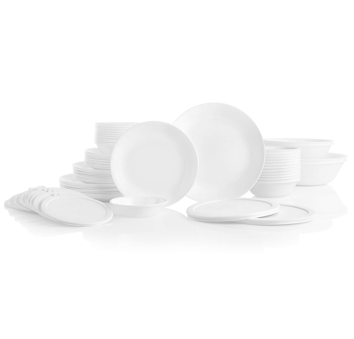 Corelle Vitrelle 78-piece set shown for everyday dining, durable and lightweight