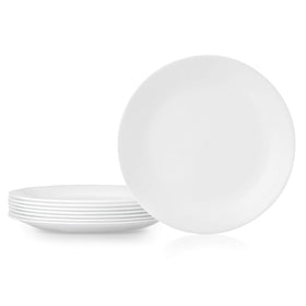 Corelle Vitrelle 8-piece dinner plates in Winter Frost White, durable for daily meals