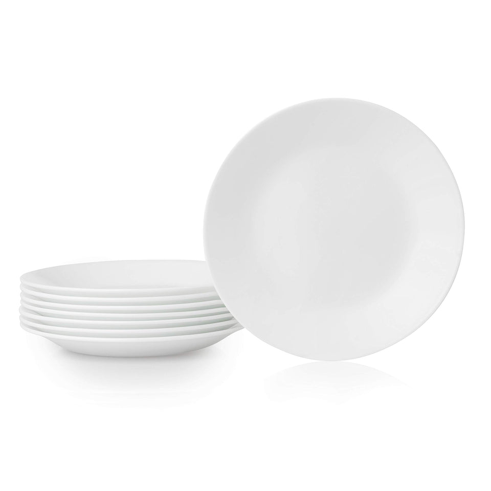 Corelle Vitrelle 8-piece salad plates set, front view, lightweight and durable for everyday meals.