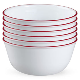Corelle Vitrelle 28oz red-band bowl for cereals and soups with modern appeal.