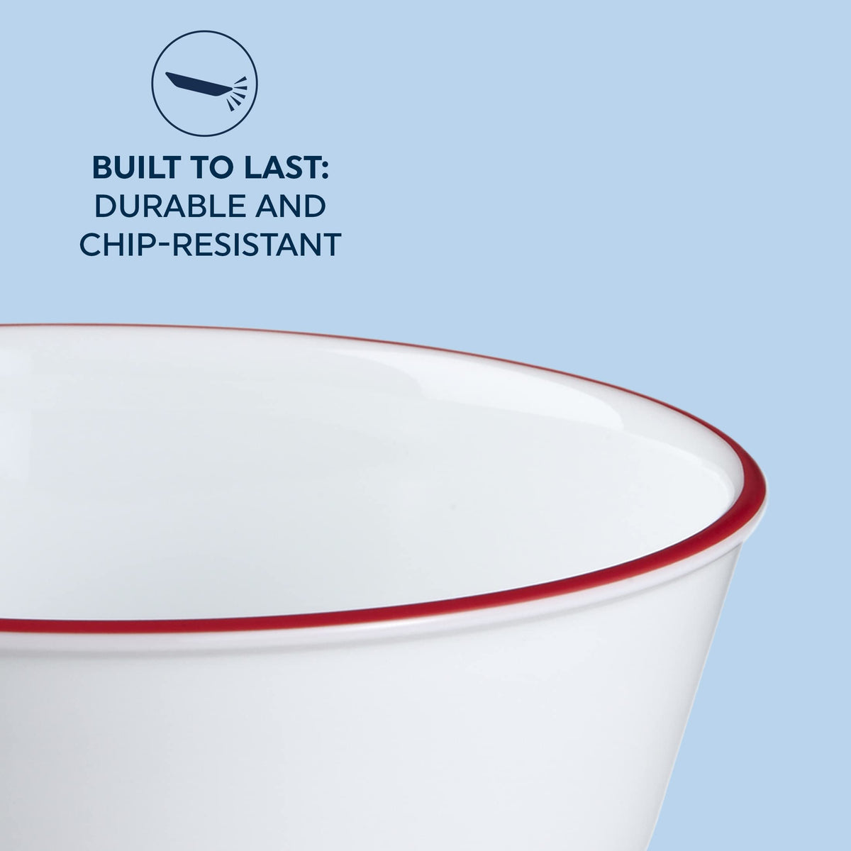 Corelle red-band Vitrelle bowls perfect for ramen and dessert servings.