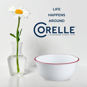Corelle Vitrelle glass bowls designed in the USA for lasting durability.