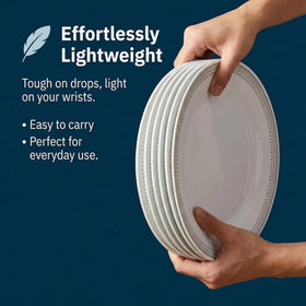 Corelle Vitrelle dishwasher-safe and microwave-safe for quick daily cleanups.