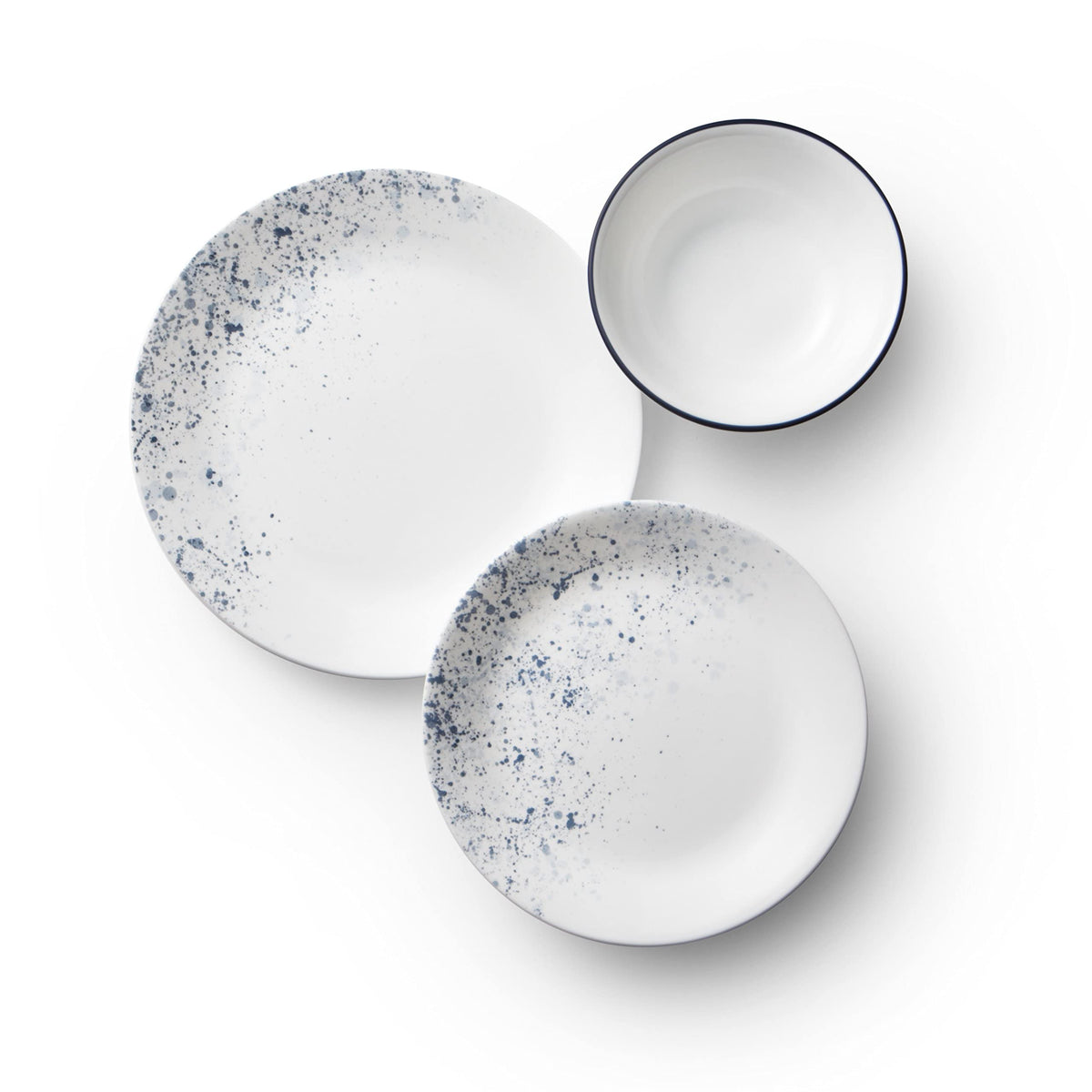Corelle Vitrelle indigo-speckle salad plate, durable for family dining.